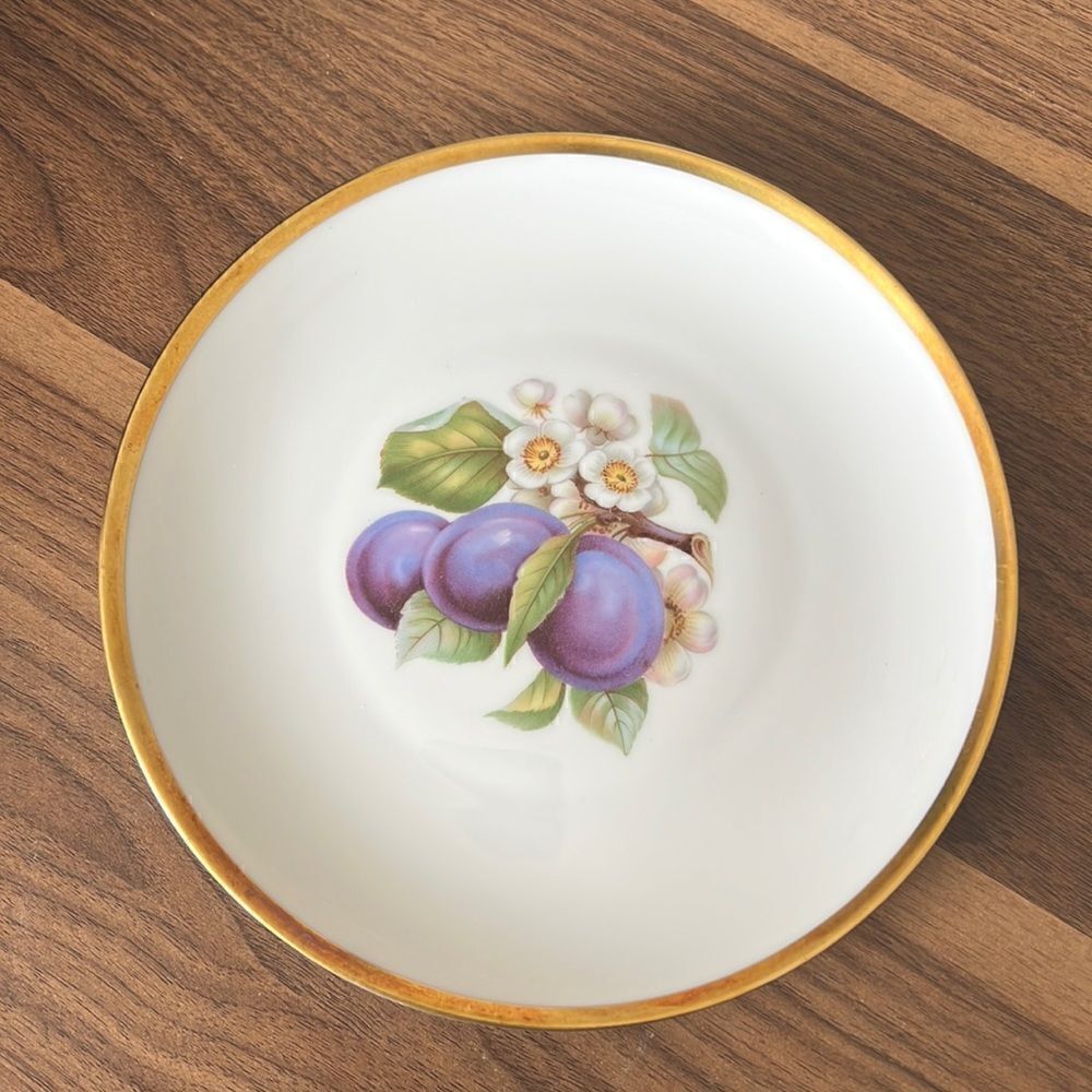 Vintage Hutschenreuther Gelb China Plate with Plum Design